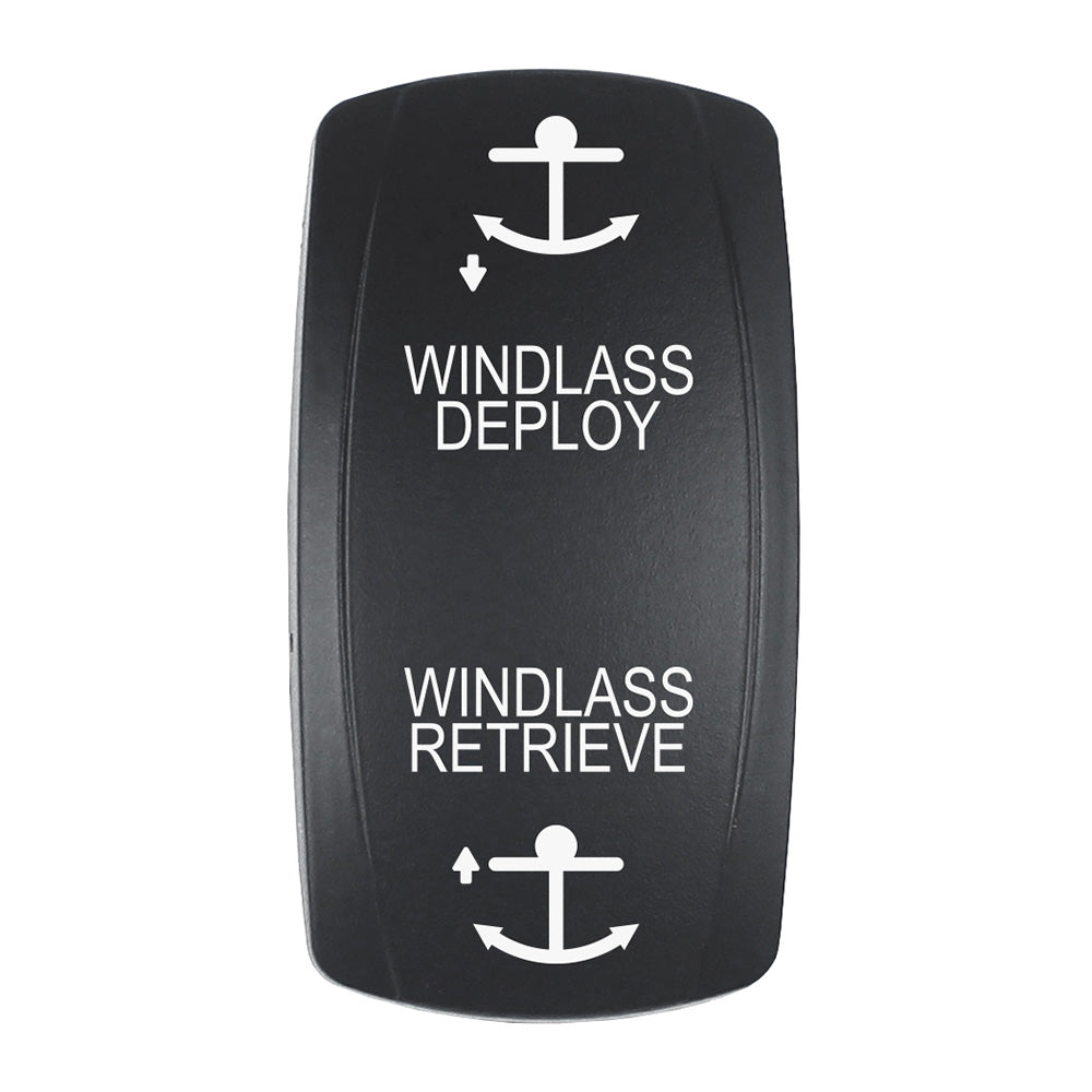Pacer Actuator - 'WINDLASS DPLY/RTRV' f/V Series Contura Switches - Black - Laser Etched