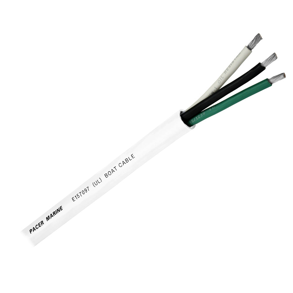Pacer Round 3 Conductor Cable - 100' - 10/3 AWG - Black, Green &amp; White