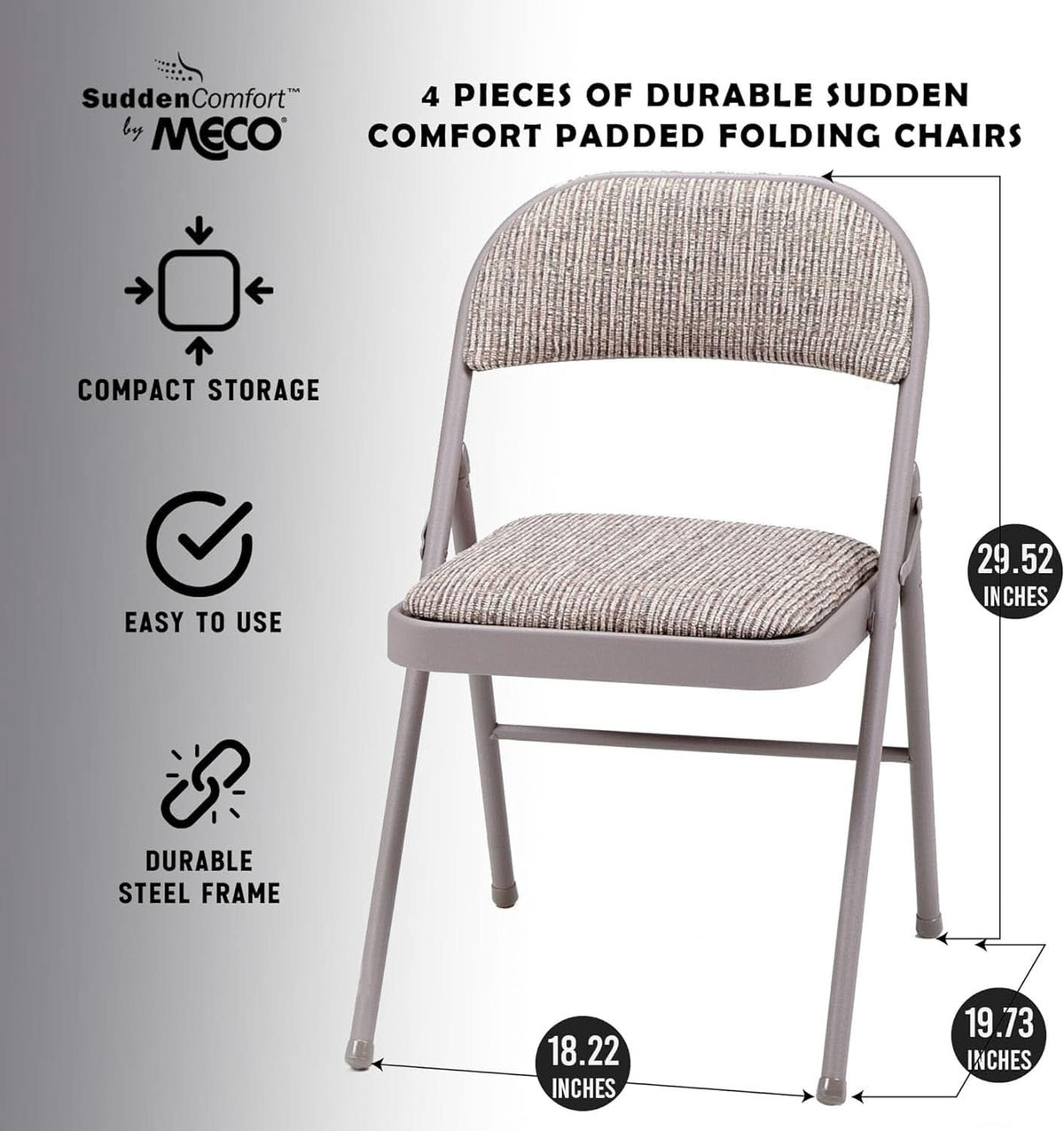 Padded Folding Chairs 4 Pack Fabric Chicory Lace Set