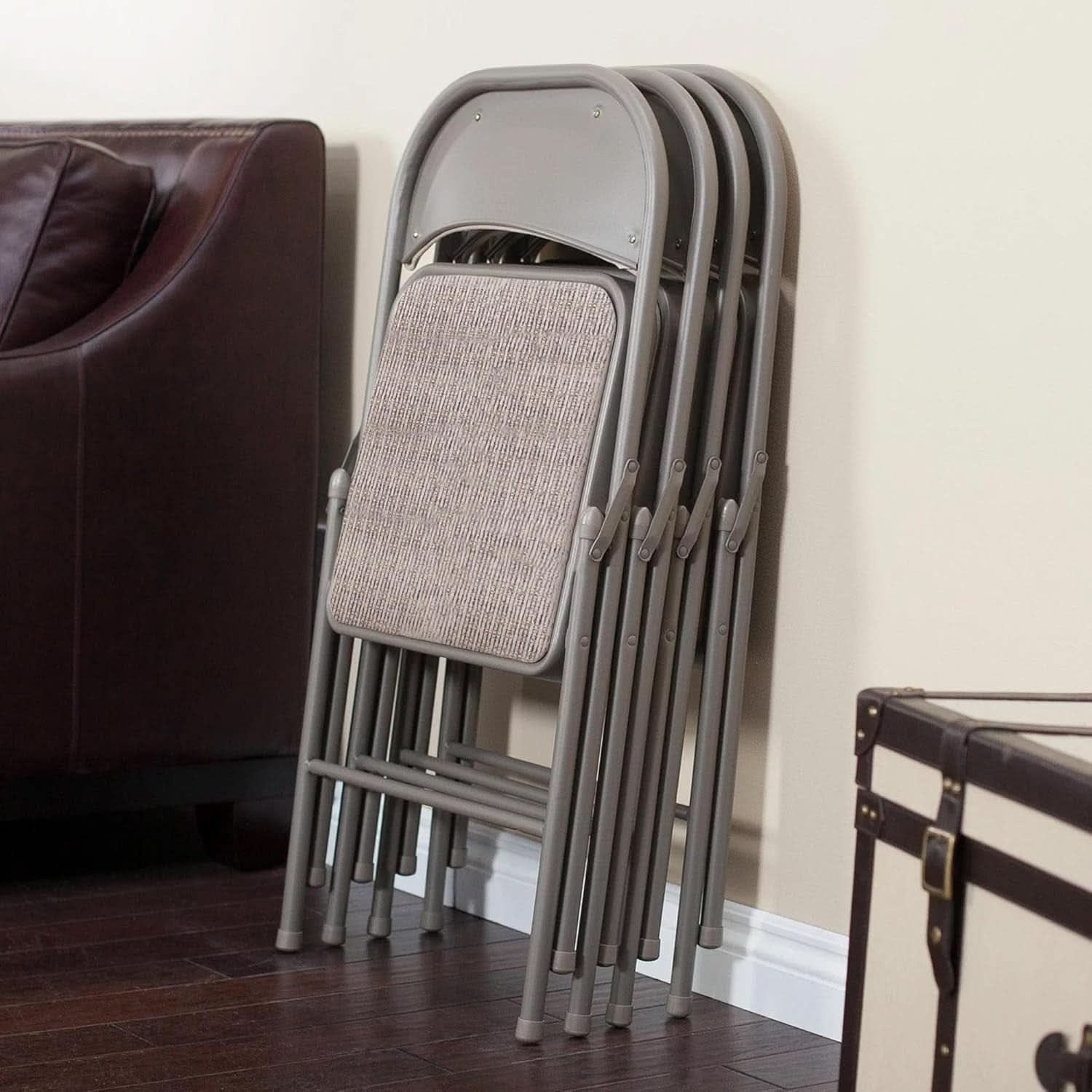 Padded Folding Chairs 4 Pack Fabric Chicory Lace Set