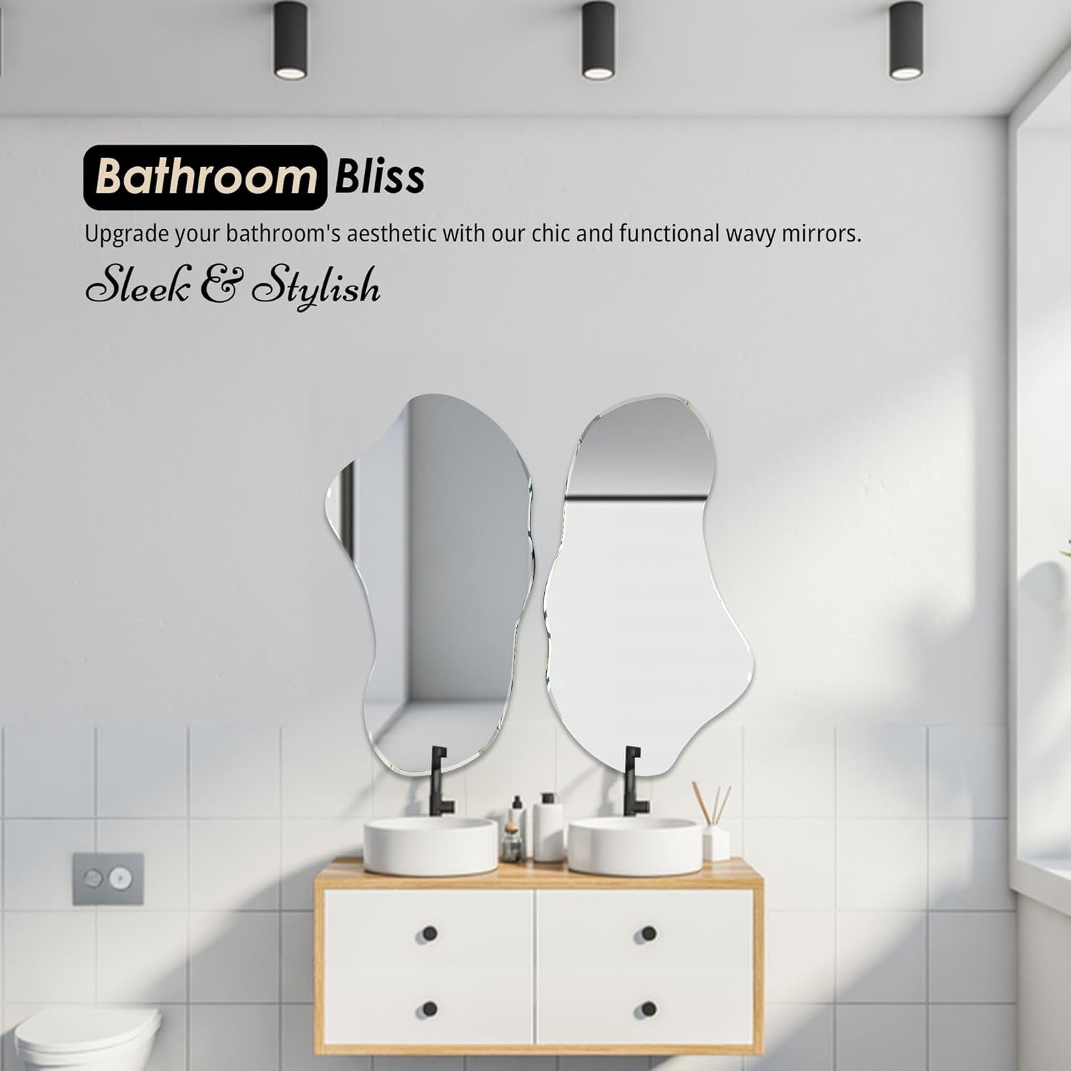 Pair Of Irregular Wall Mirrors 31.5 X 17.5 Inches Modern