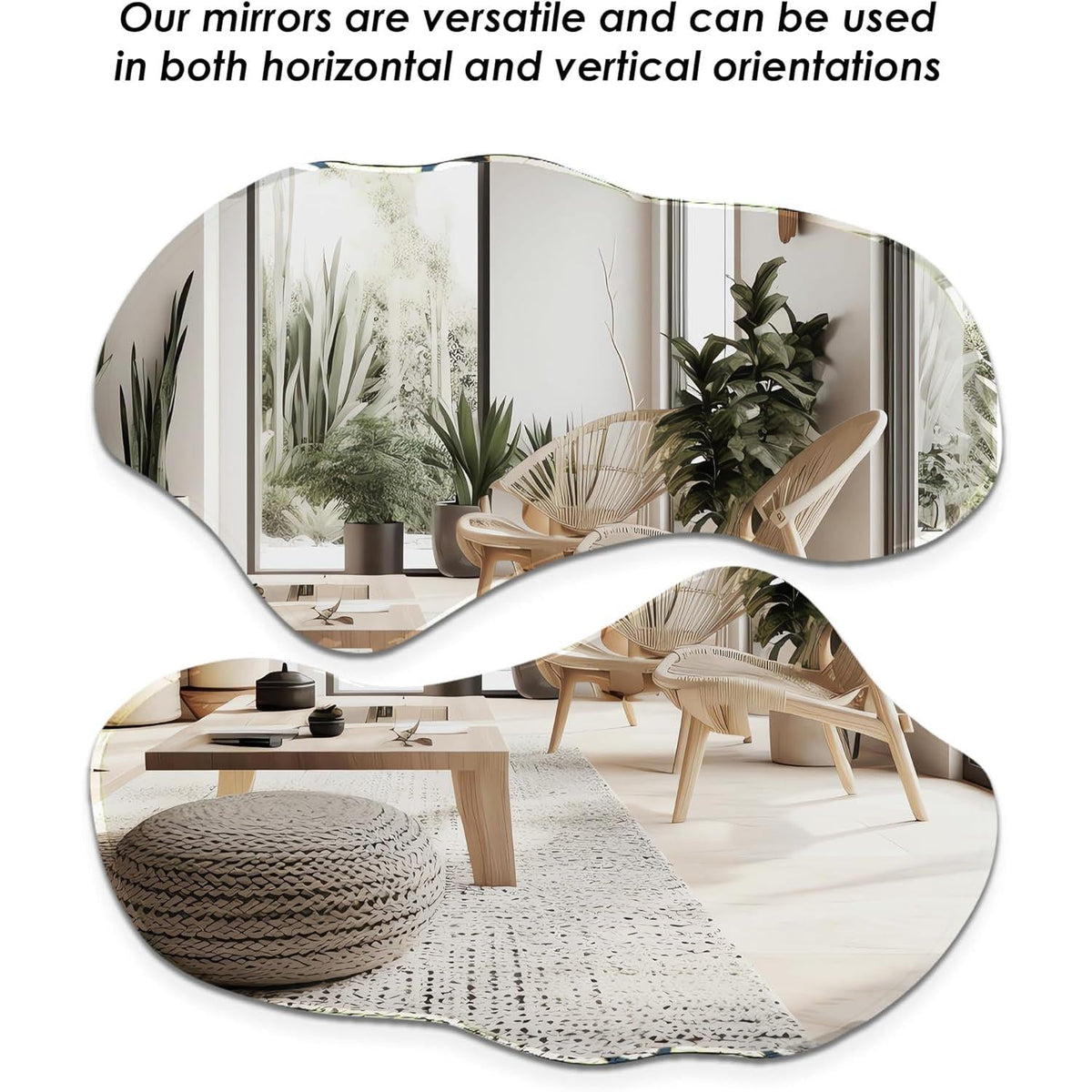 Pair Of Irregular Wall Mirrors 31.5 X 17.5 Inches Modern