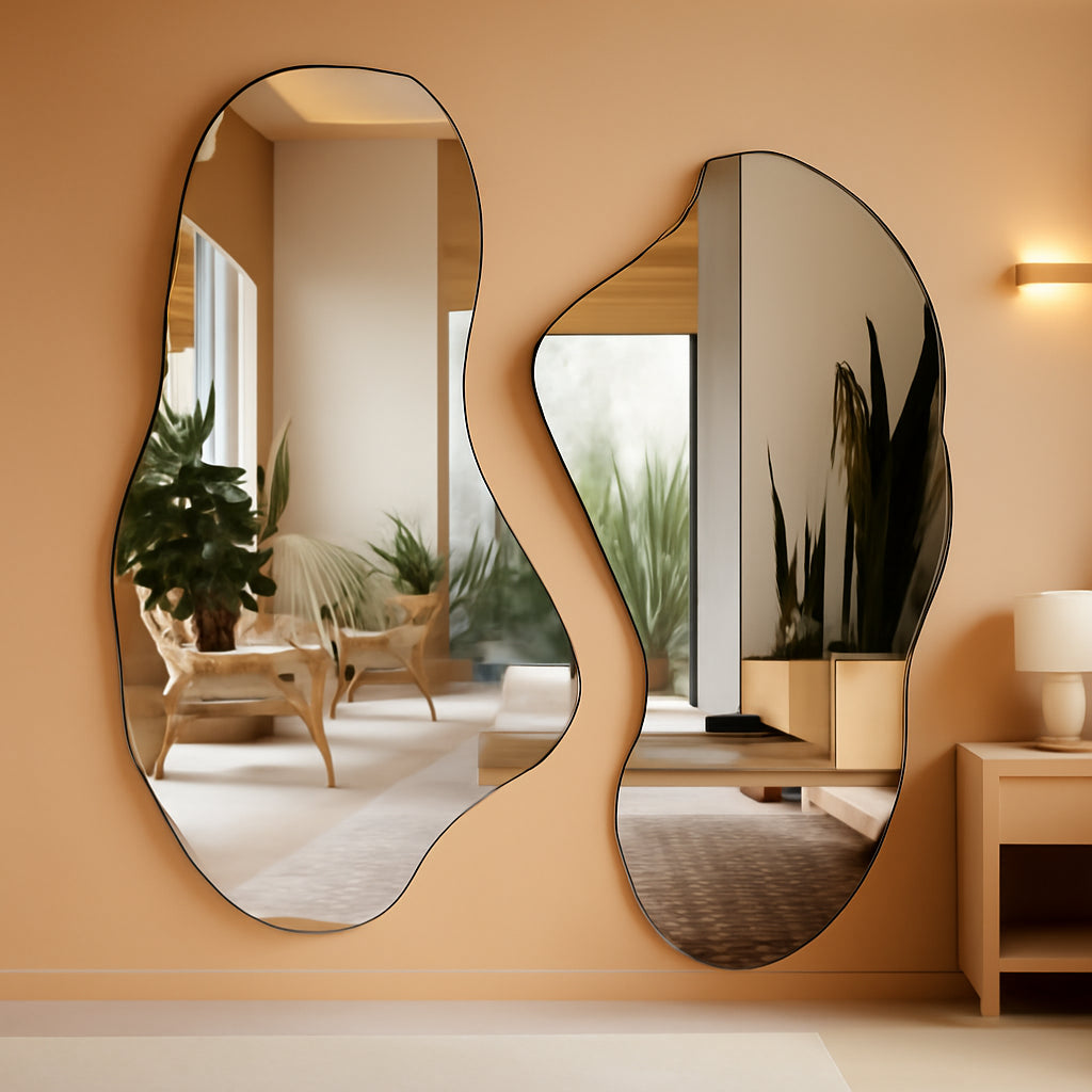 Pair Of Irregular Wall Mirrors 31.5 X 17.5 Inches Modern