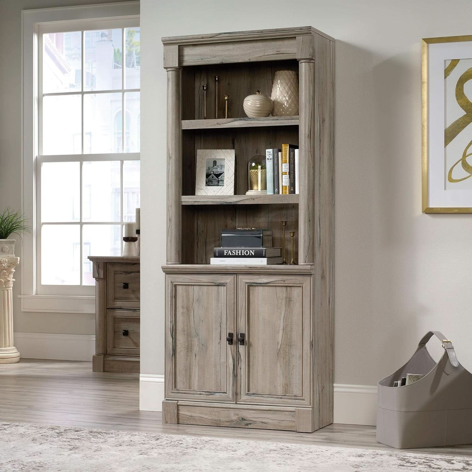 Palladia Library With Doors Bookcase Split Oak 71H