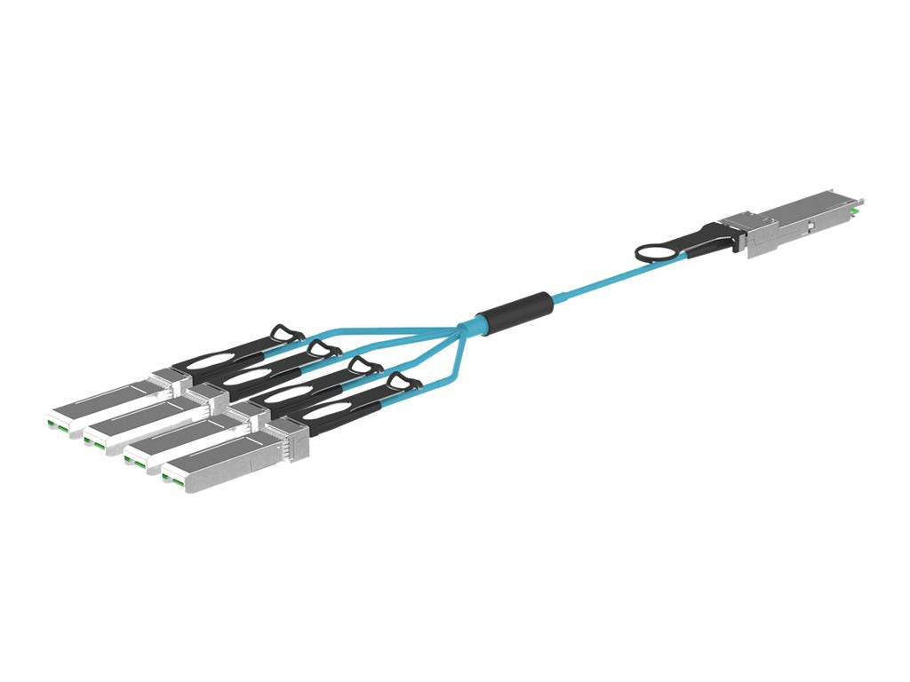 Panduit - 100GBase-SR4 breakout cable - QSFP28 to SFP28 - 7 m - 0.1 in - fiber optic - OM4 - Active Optical Cable (AOC) - aqua AZ83NQ2S2AQM007