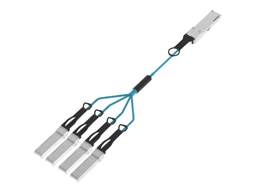 Panduit - Breakout cable - QSFP+ to SFP+ - 10 m - 0.1 in - fiber optic - OM3 - Active Optical Cable (AOC) - aqua AX83NQPSPAQM010