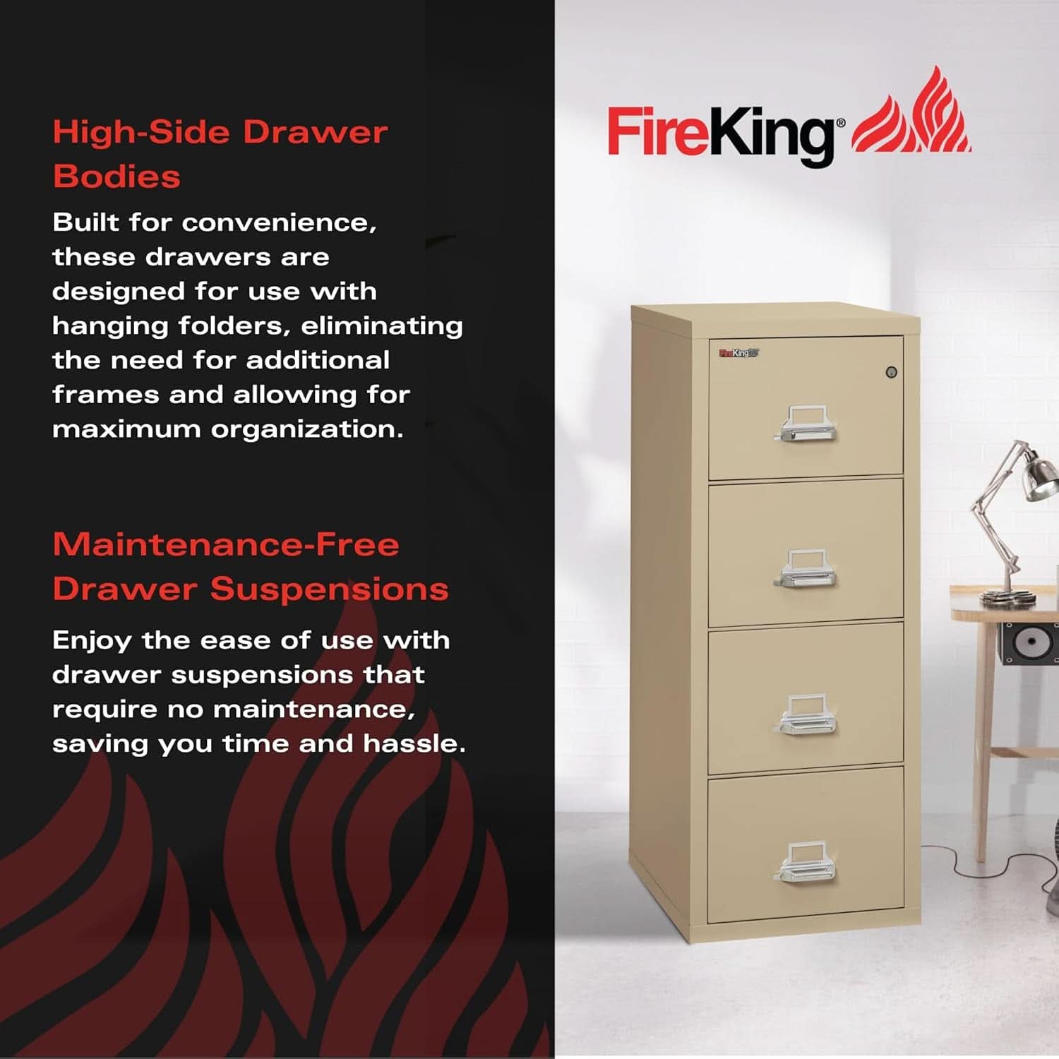 Parchment Four Drawer Fire Safe Legal File Cabinet UL 1 Hour