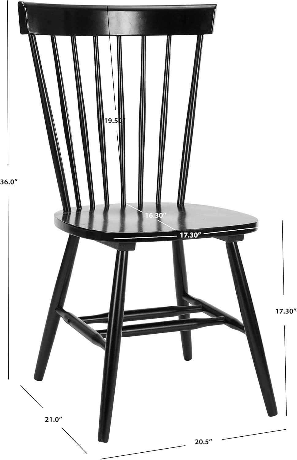 Parker Spindle Windsor Dining Chair Set Of 2 Black 17 Inch