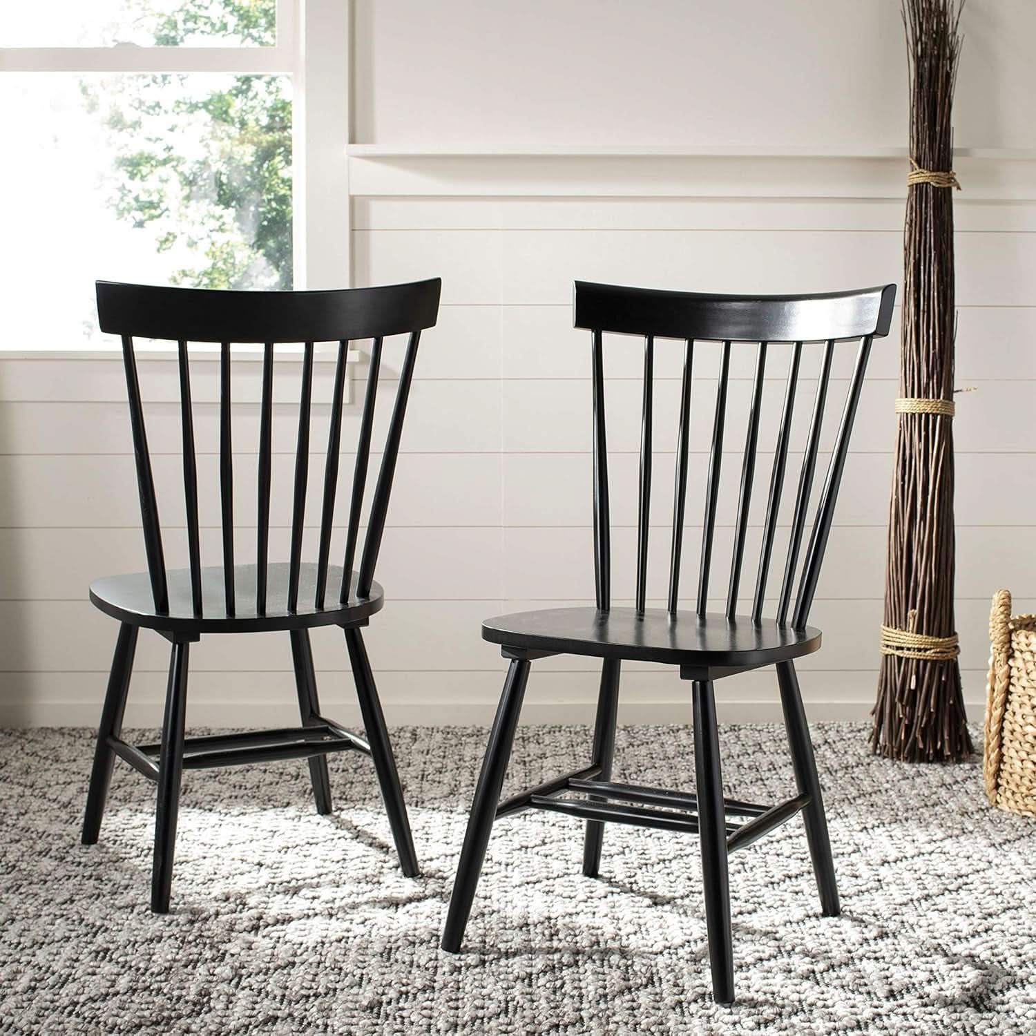 Parker Spindle Windsor Dining Chair Set Of 2 Black 17 Inch