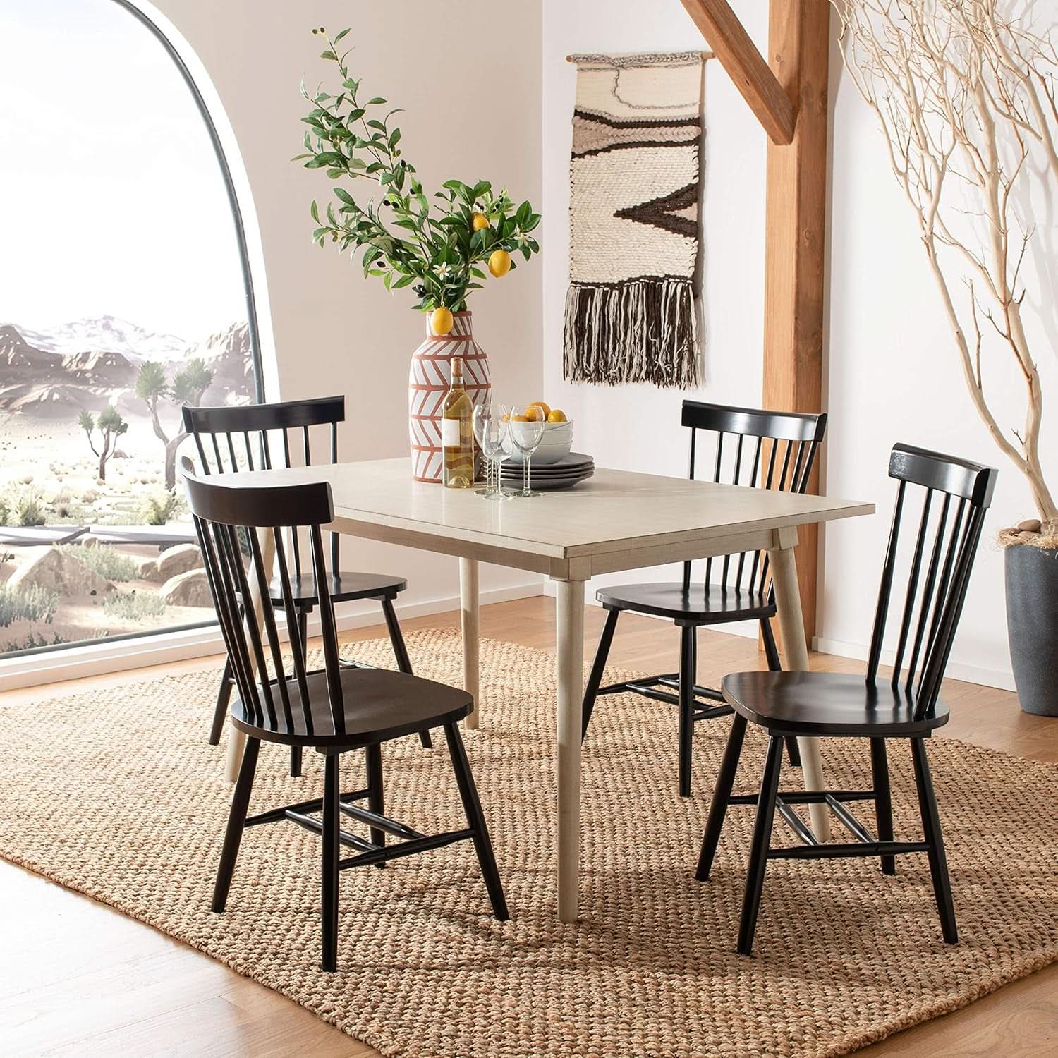 Parker Spindle Windsor Dining Chair Set Of 2 Black 17 Inch
