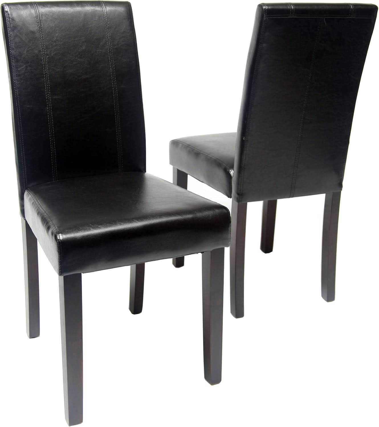 Parson Chair Leatherette Padded Black Urban Set Of 2