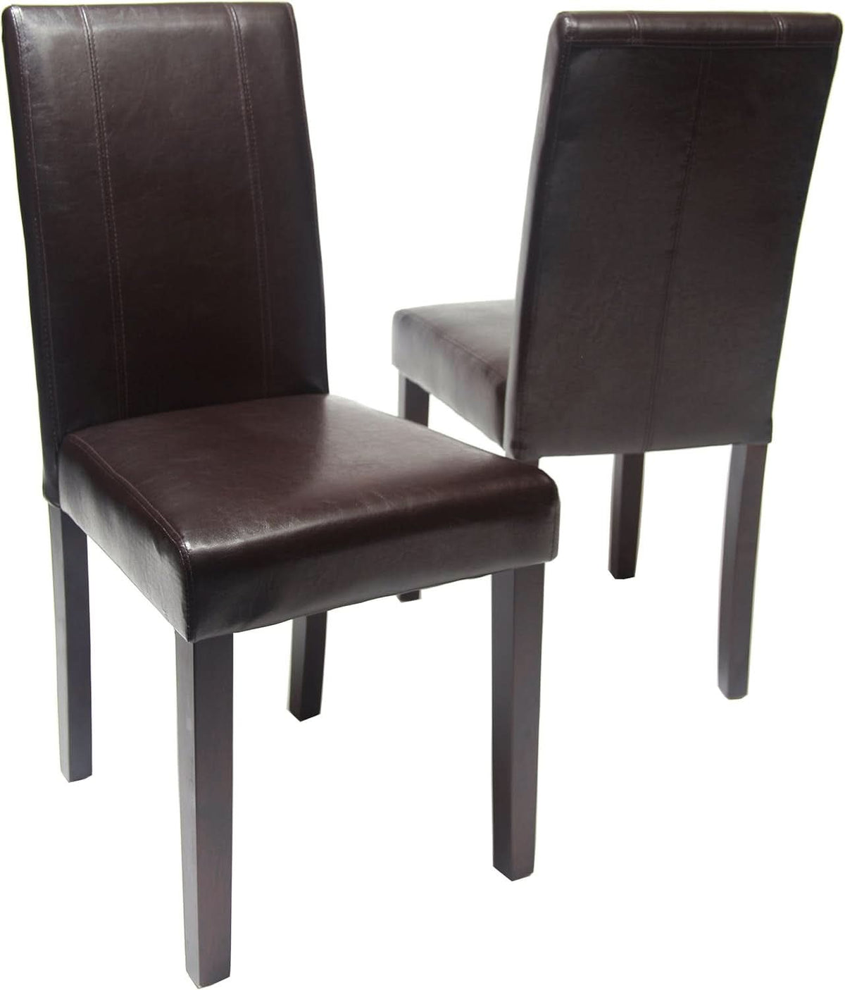 Parson Chair Set of 2 Leatherette Padded Solid Wood
