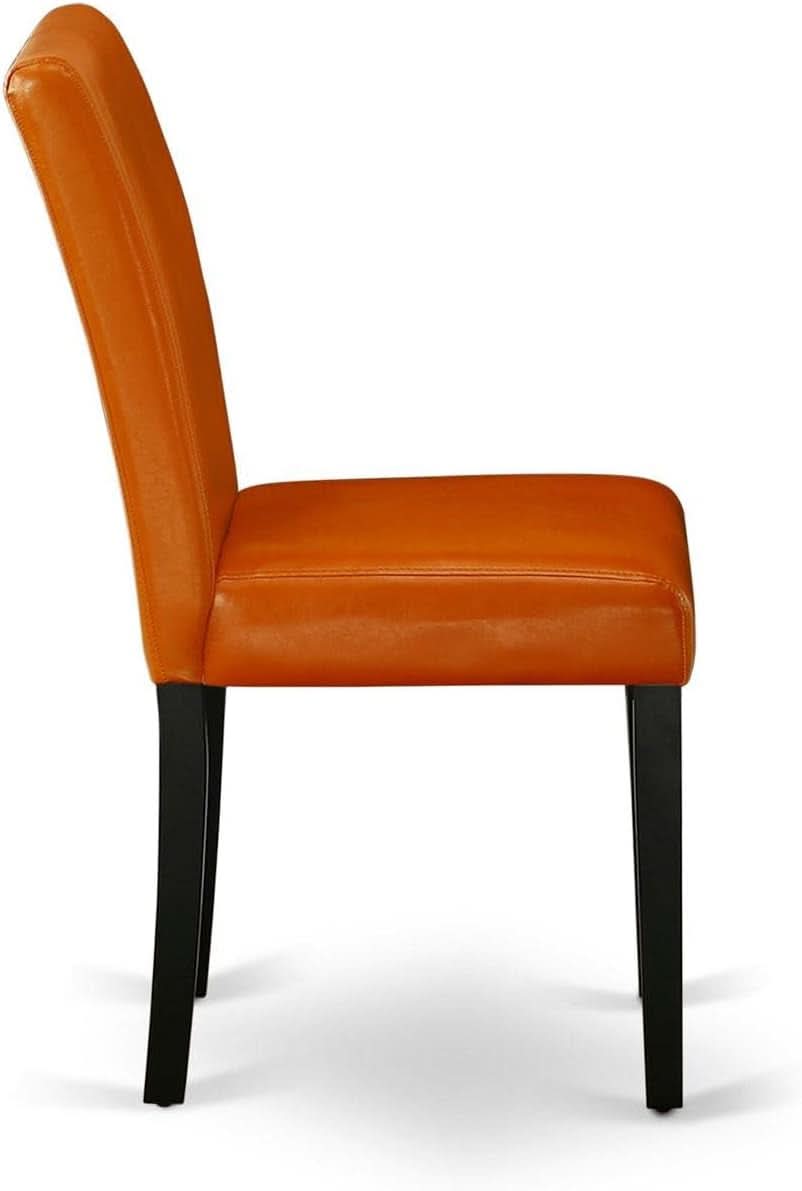 Parson Dining Chairs Black Faux Leather Upholstered Set Of 2
