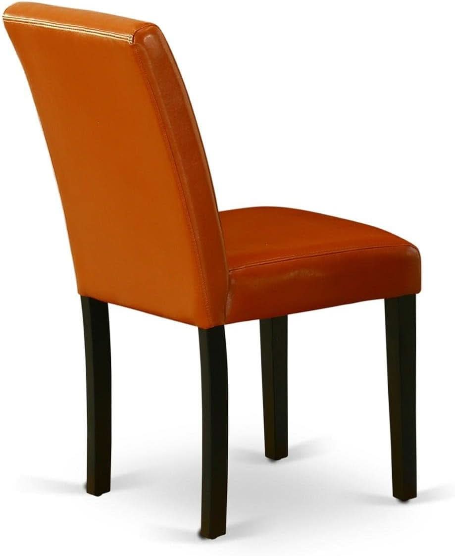 Parson Dining Chairs Black Faux Leather Upholstered Set Of 2