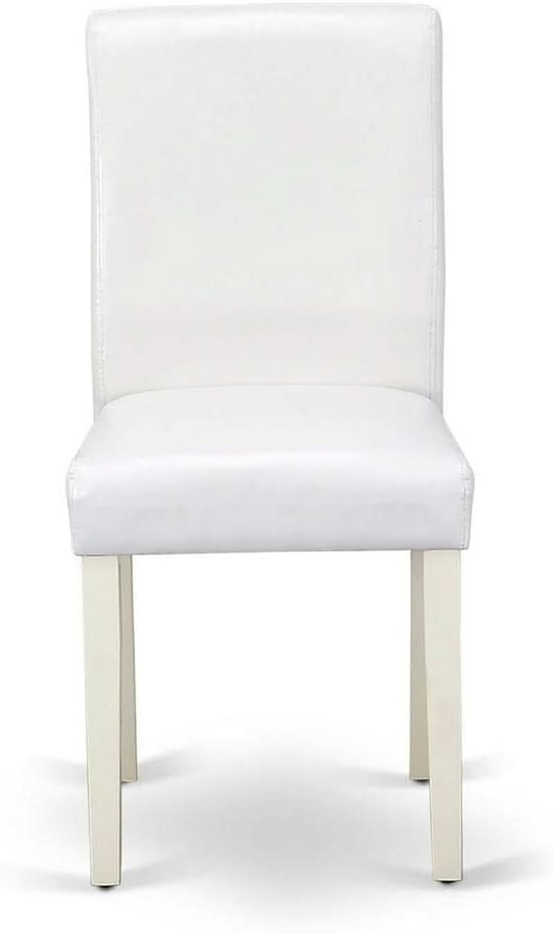 Parson Dining Chairs White Faux Leather Upholstered Pair