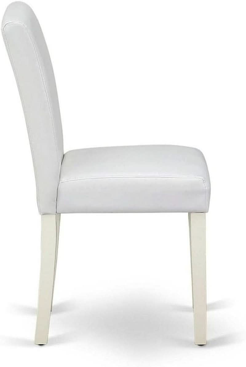 Parson Dining Chairs White Faux Leather Upholstered Pair