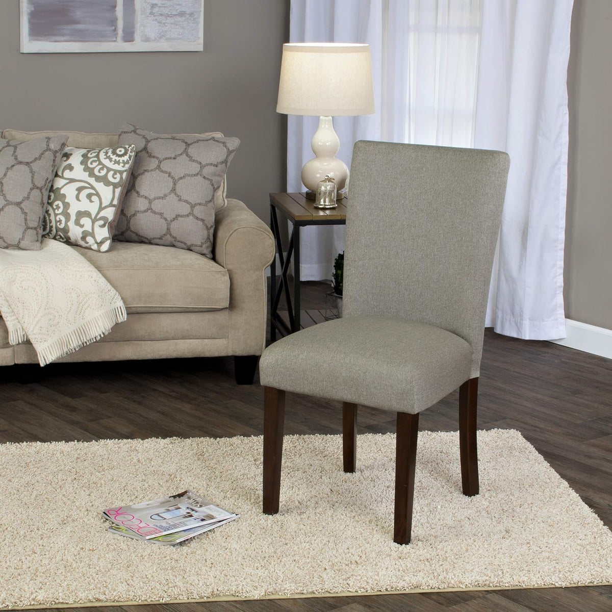 Parsons Classic Upholstered Dining Chair Gray Fabric