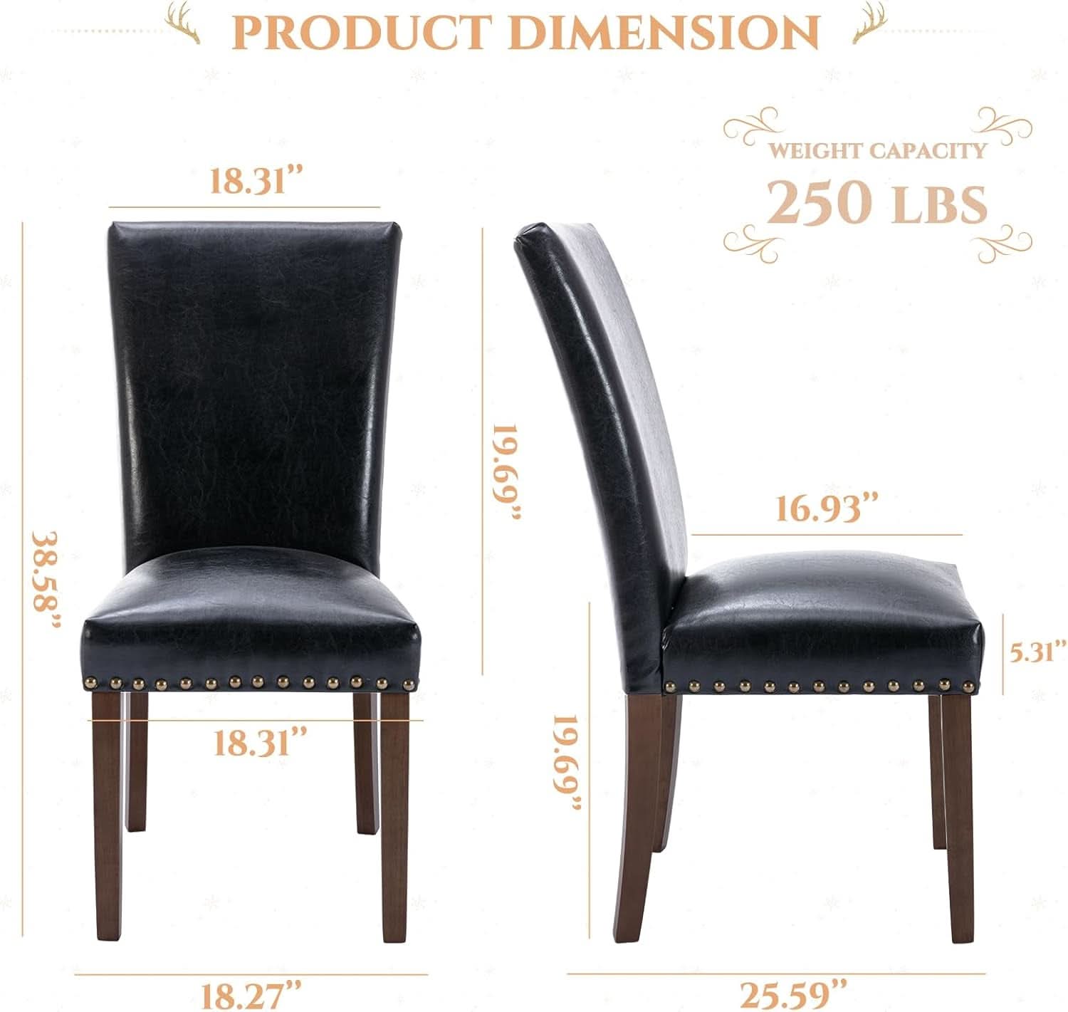 Parsons Dining Chairs Set Of 4 Black Upholstered Nailhead Trim