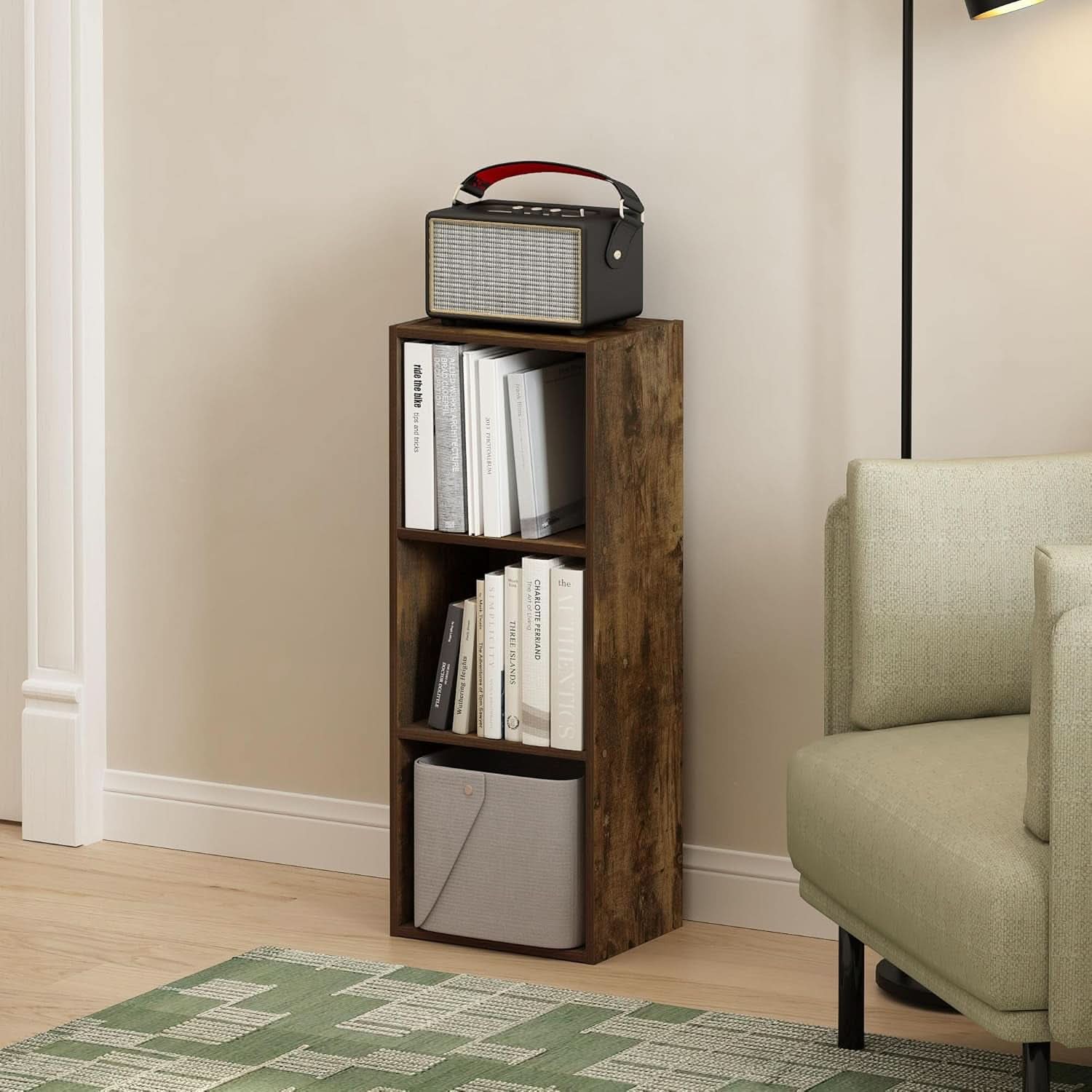Pasir 3 Tier No Tool Assembly Open Bookcase Amber Pine