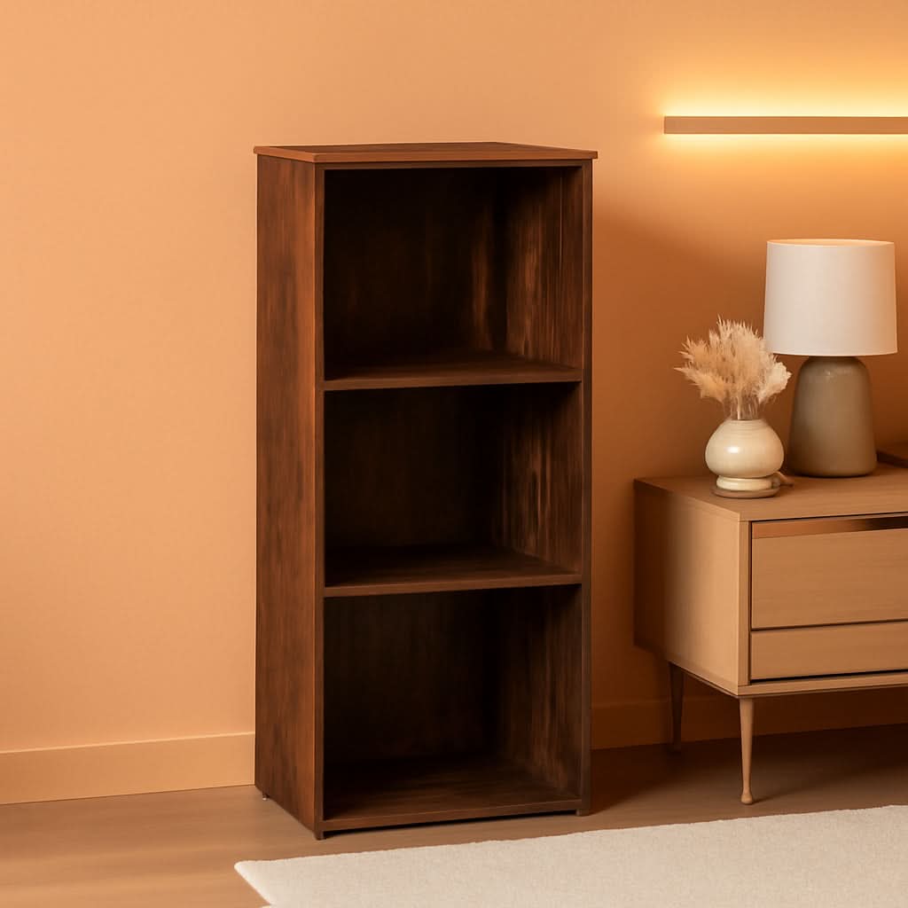 Pasir 3 Tier No Tool Assembly Open Bookcase Amber Pine