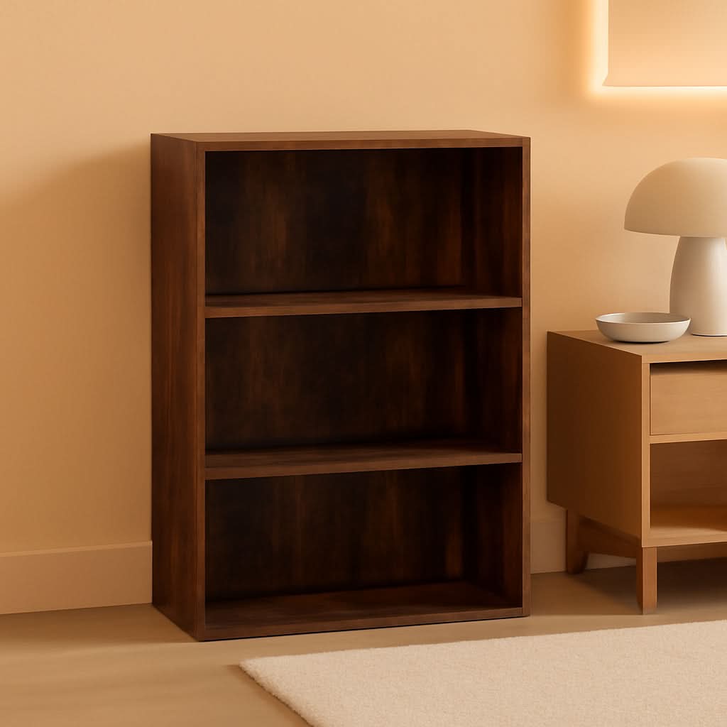 Pasir 3 Tier Open Shelf Bookcase Amber Pine Finish