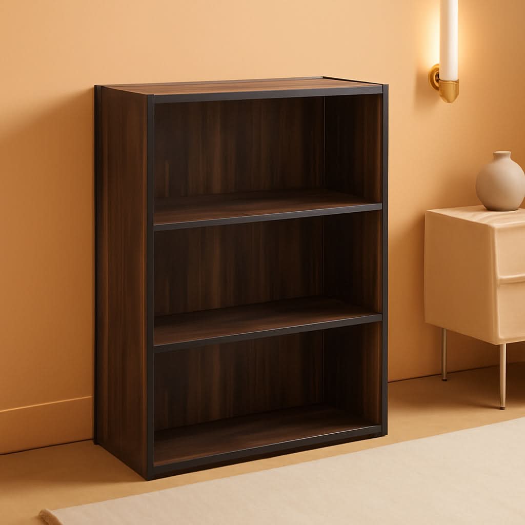 Pasir 3-Tier Open Shelf Bookcase Columbia Walnut Finish