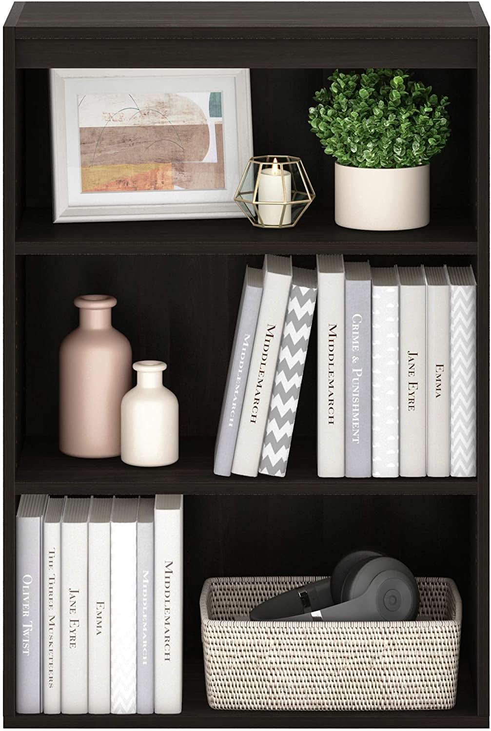 Pasir 3 Tier Open Shelf Bookcase Dark Espresso 31 Inch