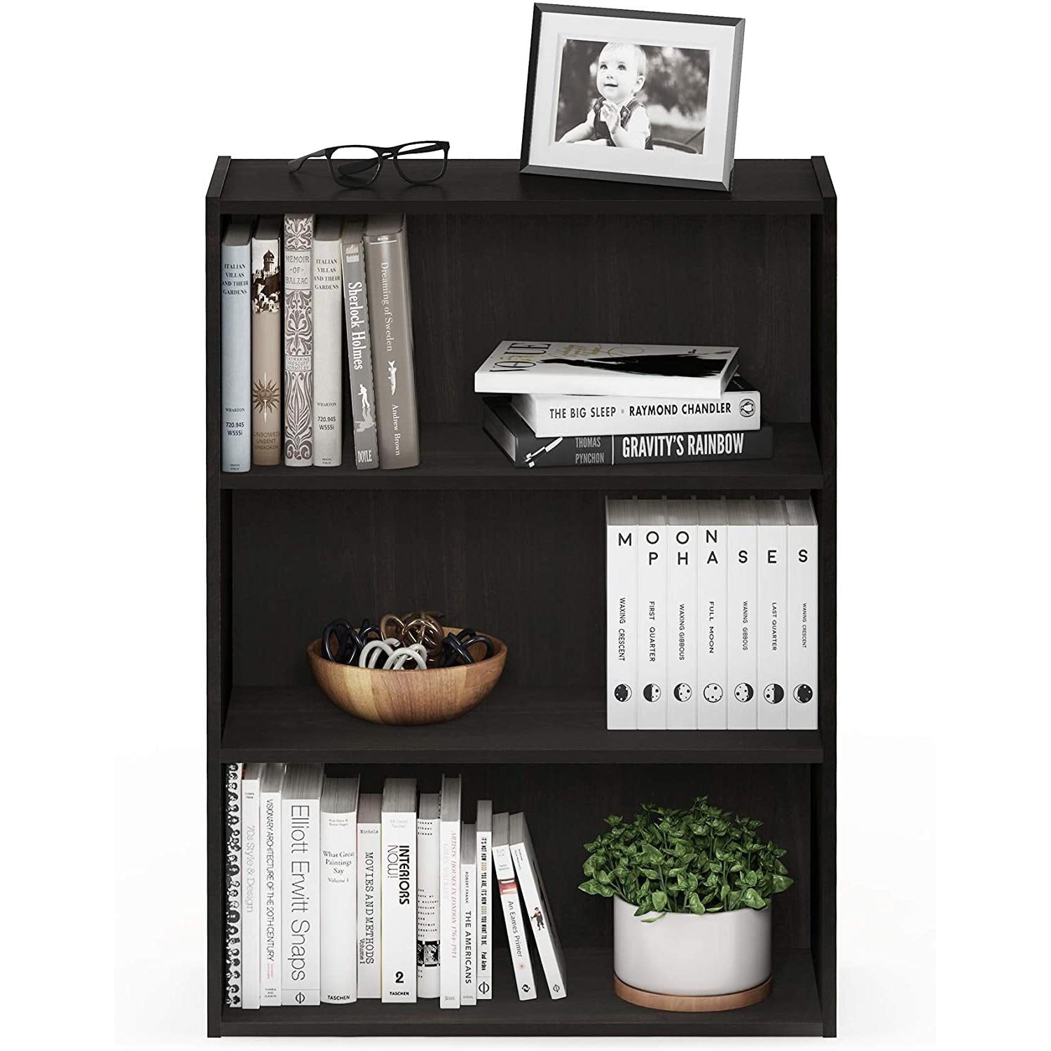 Pasir 3 Tier Open Shelf Bookcase In Espresso Finish