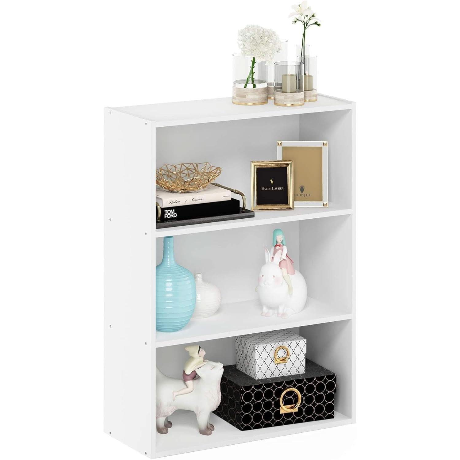 Pasir 3-Tier Open Shelf Bookcase White 31.5 Inch High