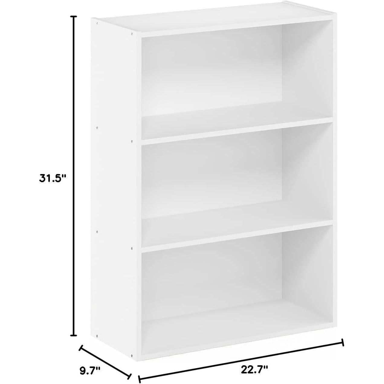 Pasir 3-Tier Open Shelf Bookcase White 31.5 Inch High