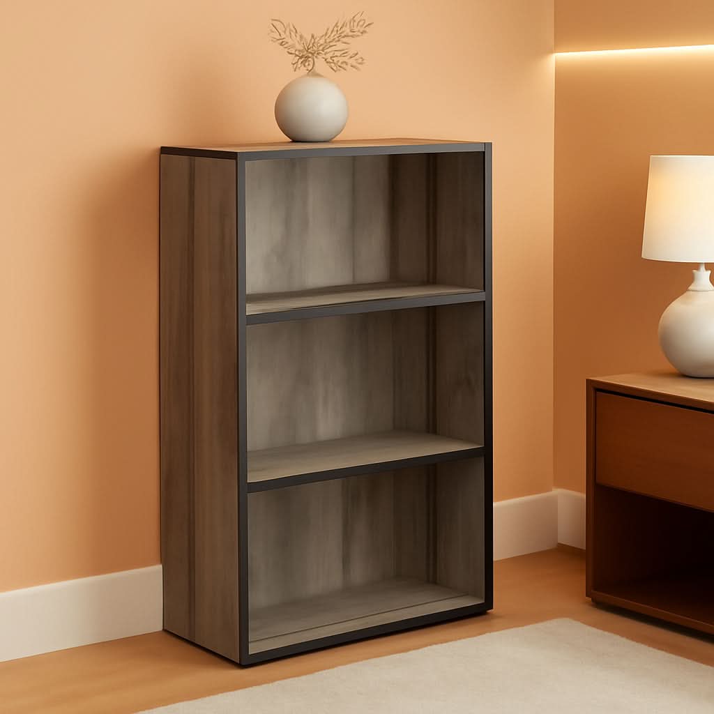 Pasir 3 Tier Open Shelf Bookcase in French Oak Grey