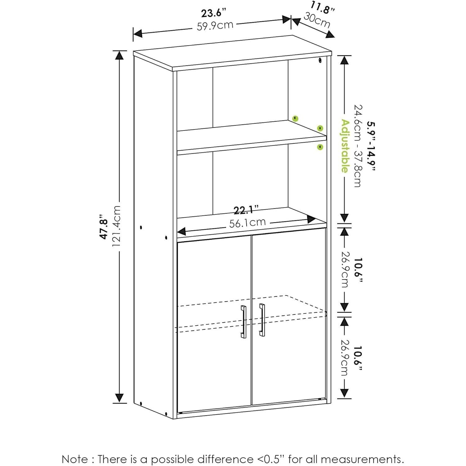 Pasir 4 Tier Storage Bookcase Black Oak Adjustable Shelves