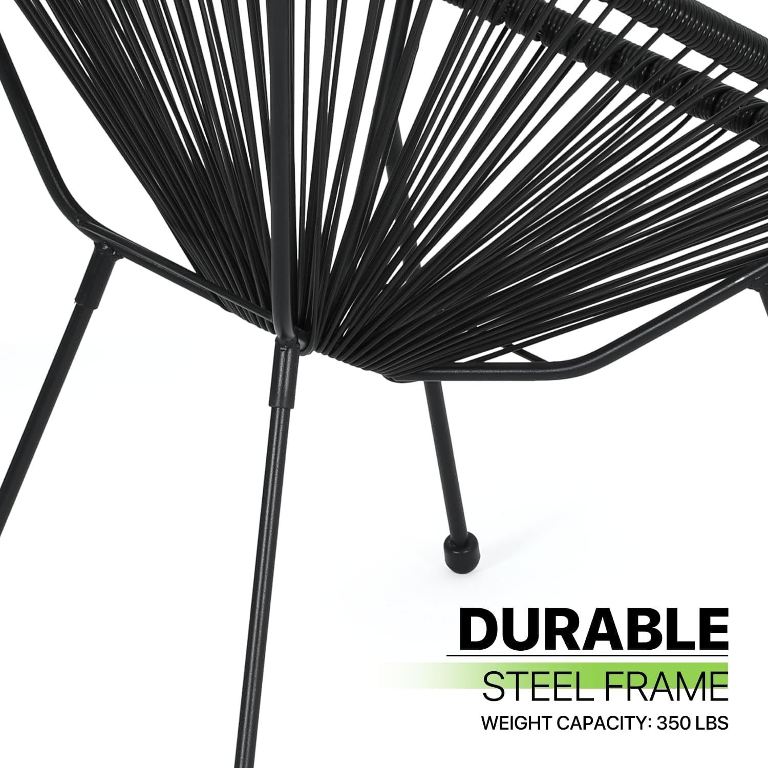 Patio Acapulco Chair Set 3 Piece With Glass Top Table Black