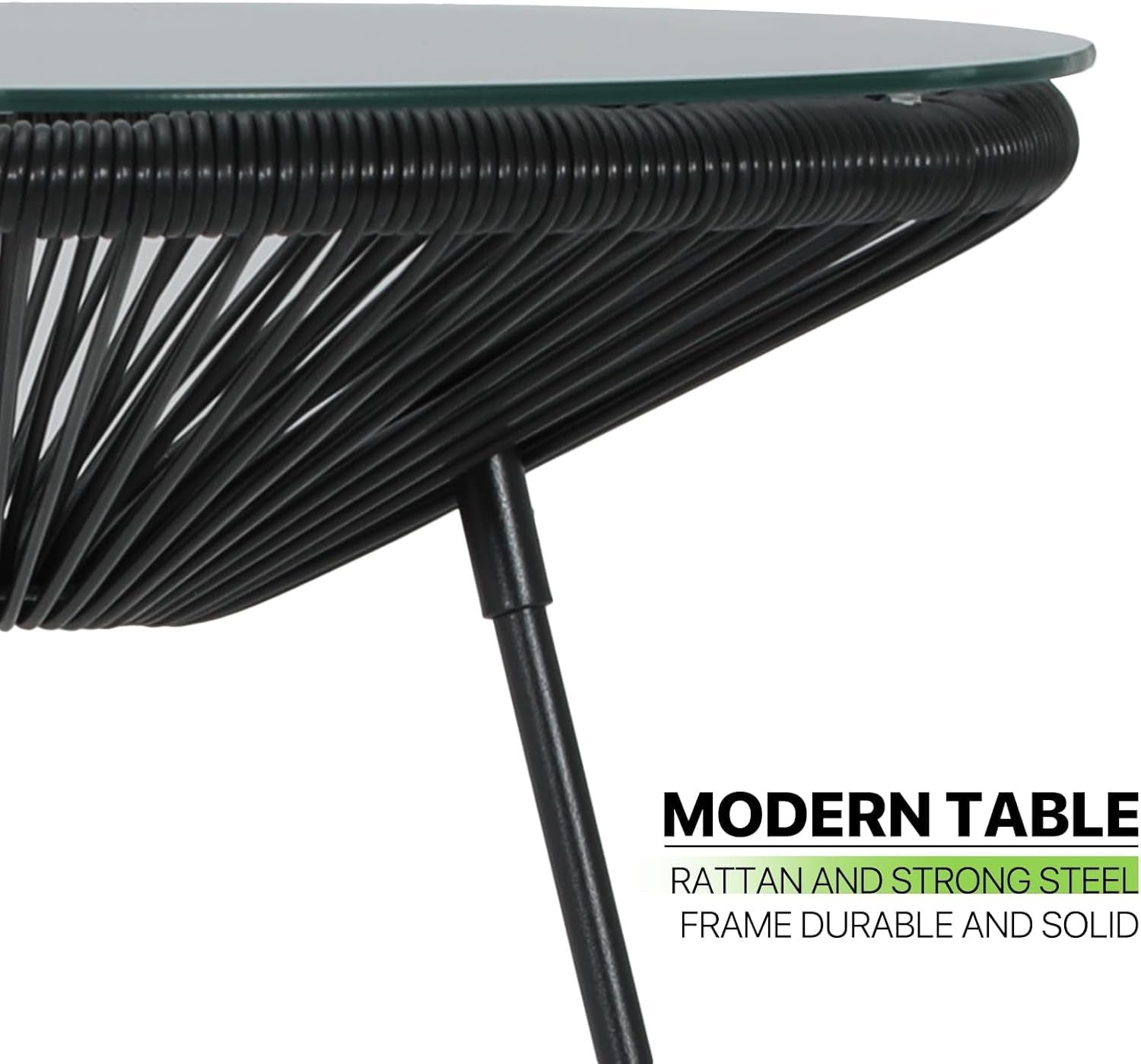 Patio Acapulco Chair Set 3 Piece With Glass Top Table Black