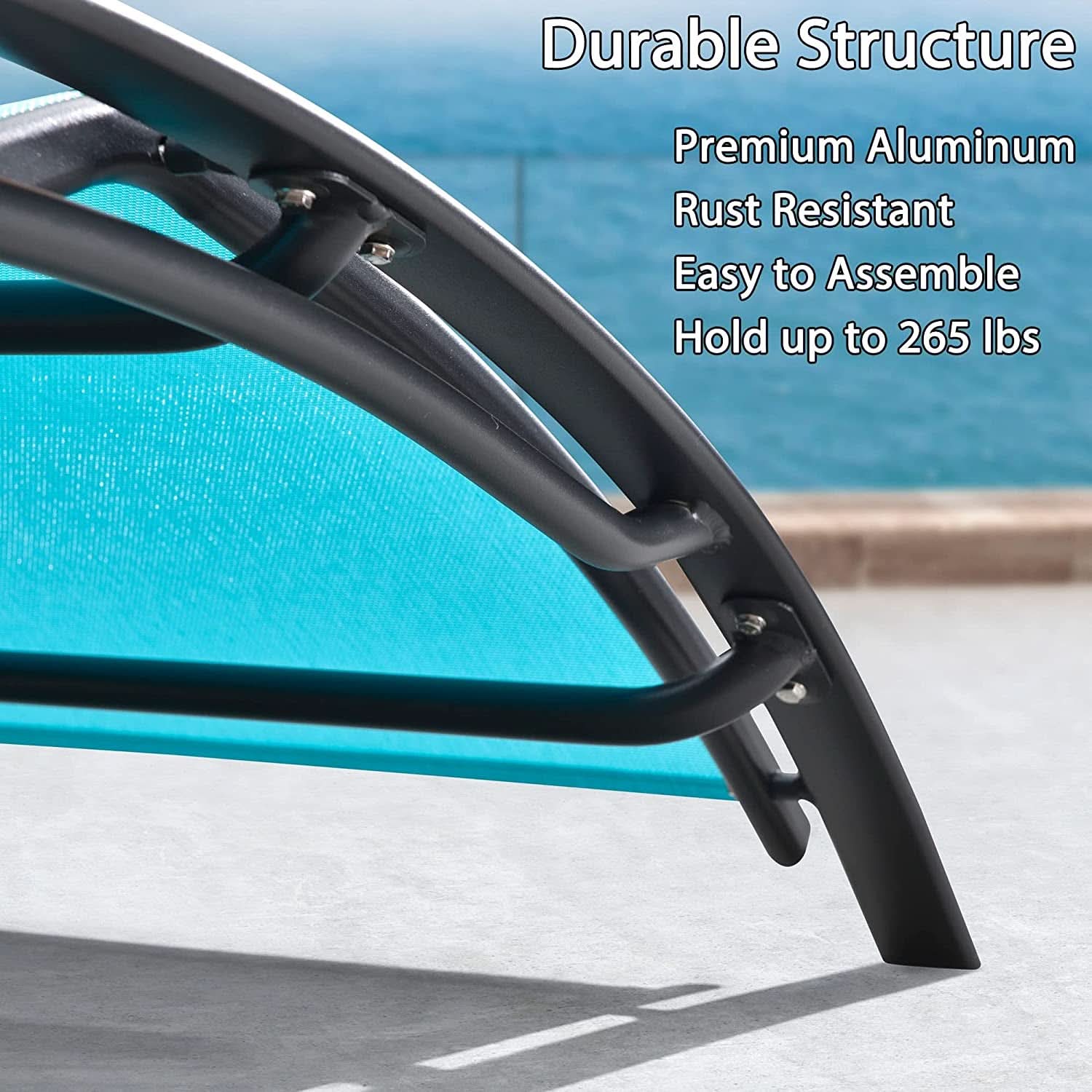 Patio Chaise Lounge Set With 4 Adjustable Recliners And 2 Side Tables