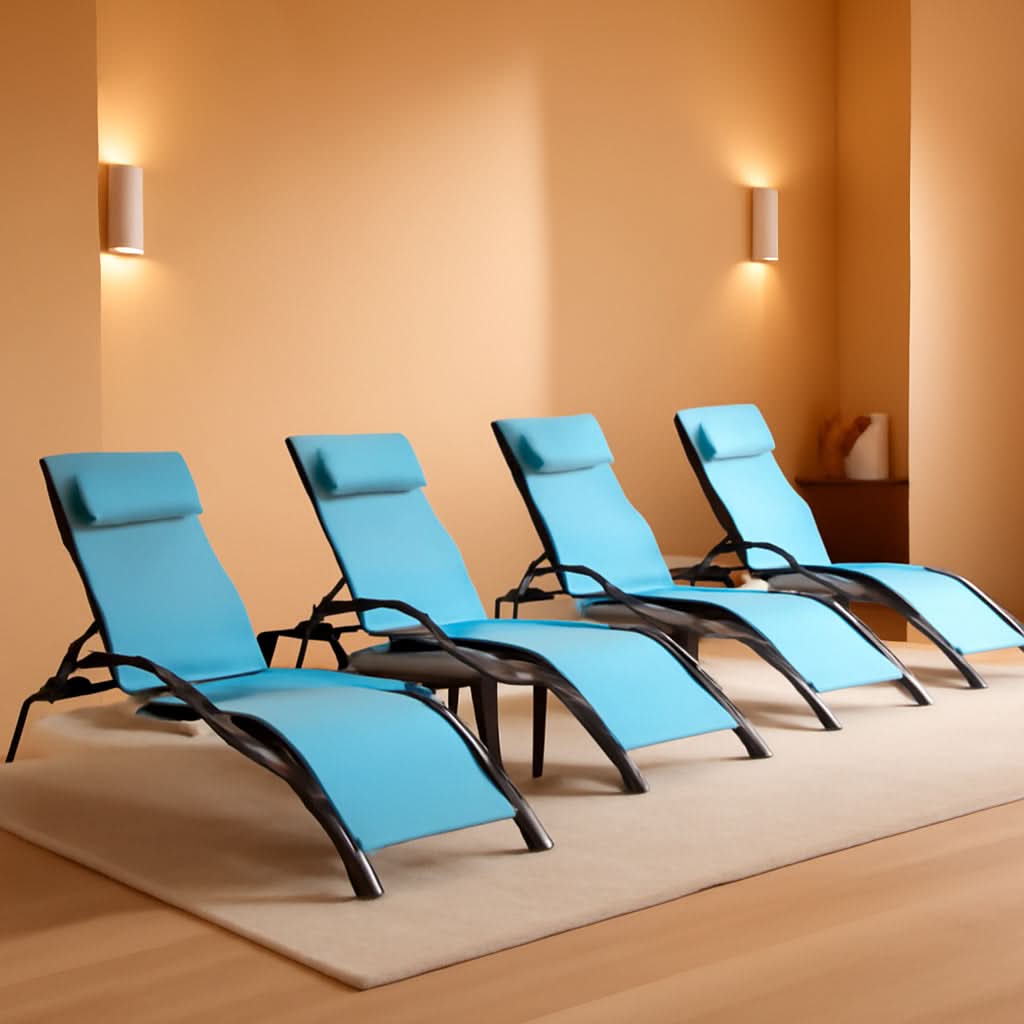 Patio Chaise Lounge Set With 4 Adjustable Recliners And 2 Side Tables