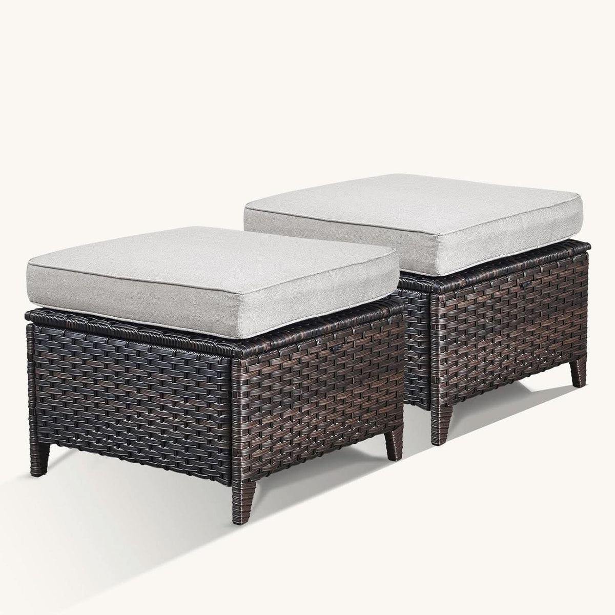 Patio Furniture 3-Piece Wicker Set With Beige Cushions
