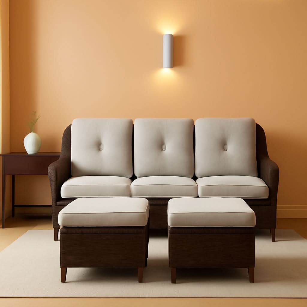 Patio Furniture 3-Piece Wicker Set With Beige Cushions