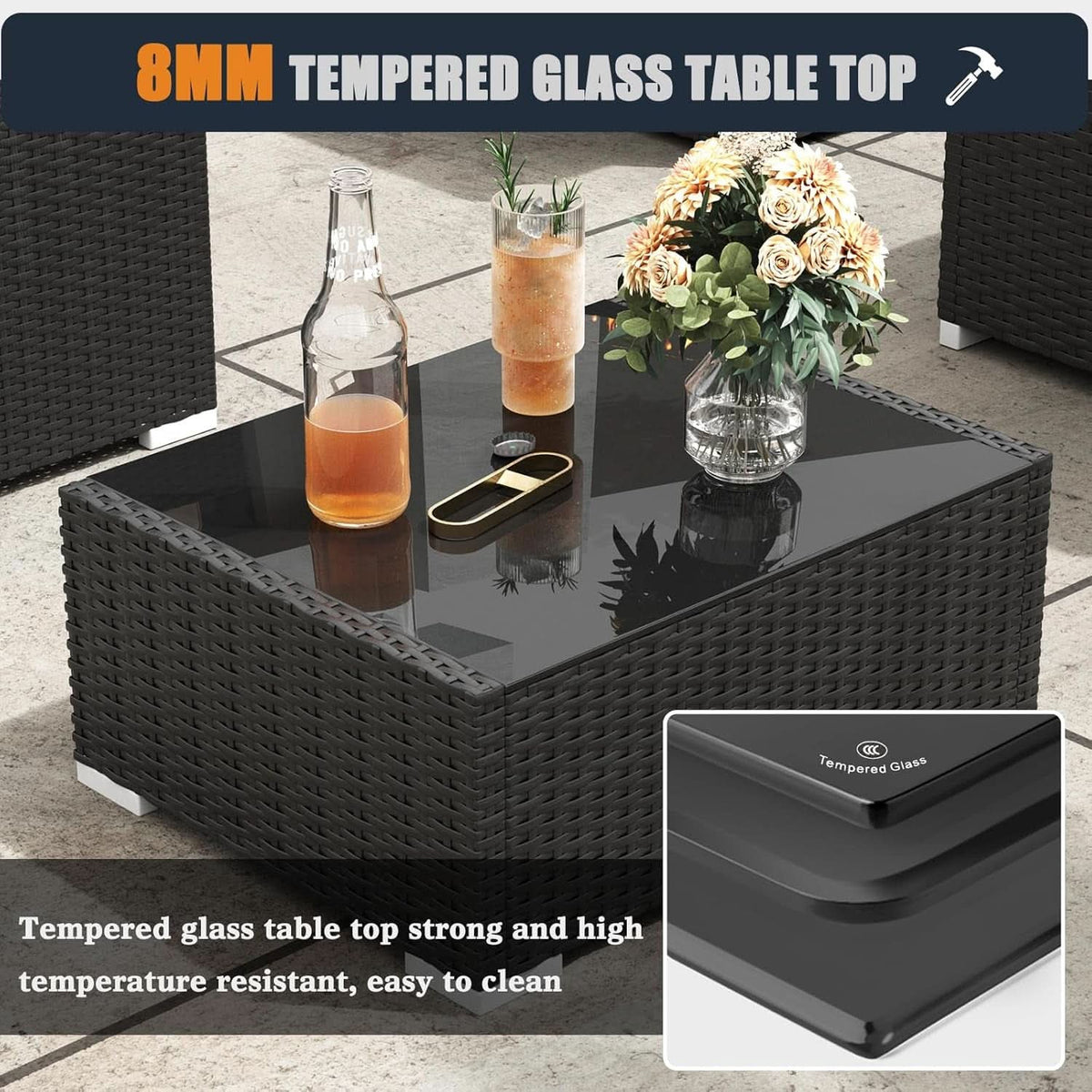 Patio Furniture Set Fire Pit Table 13 Piece All Weather