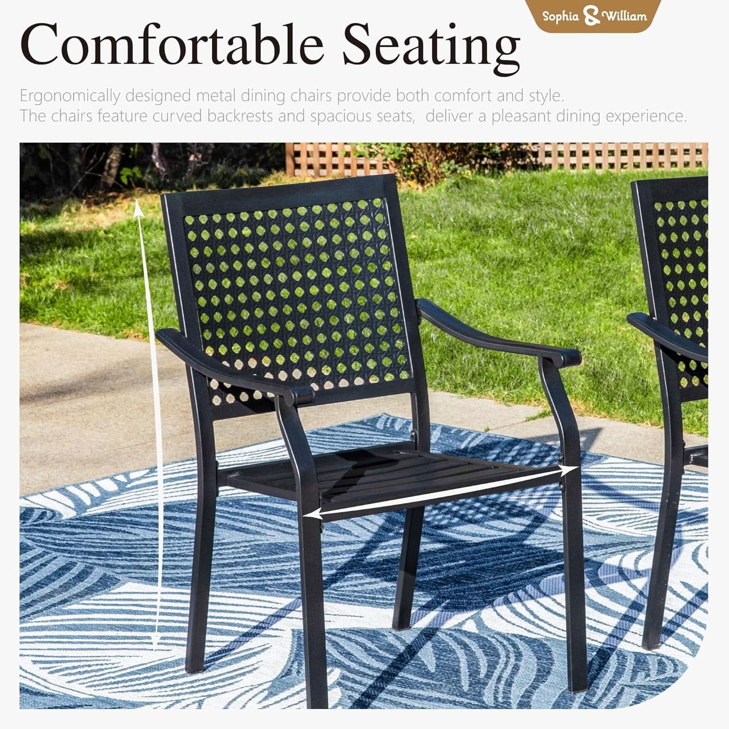 Patio Table And Chairs Set Black 37 Inch Square Table For 4