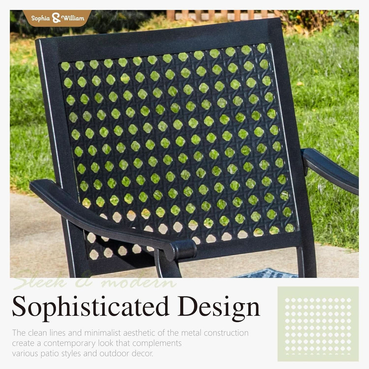Patio Table And Chairs Set Black 37 Inch Square Table For 4