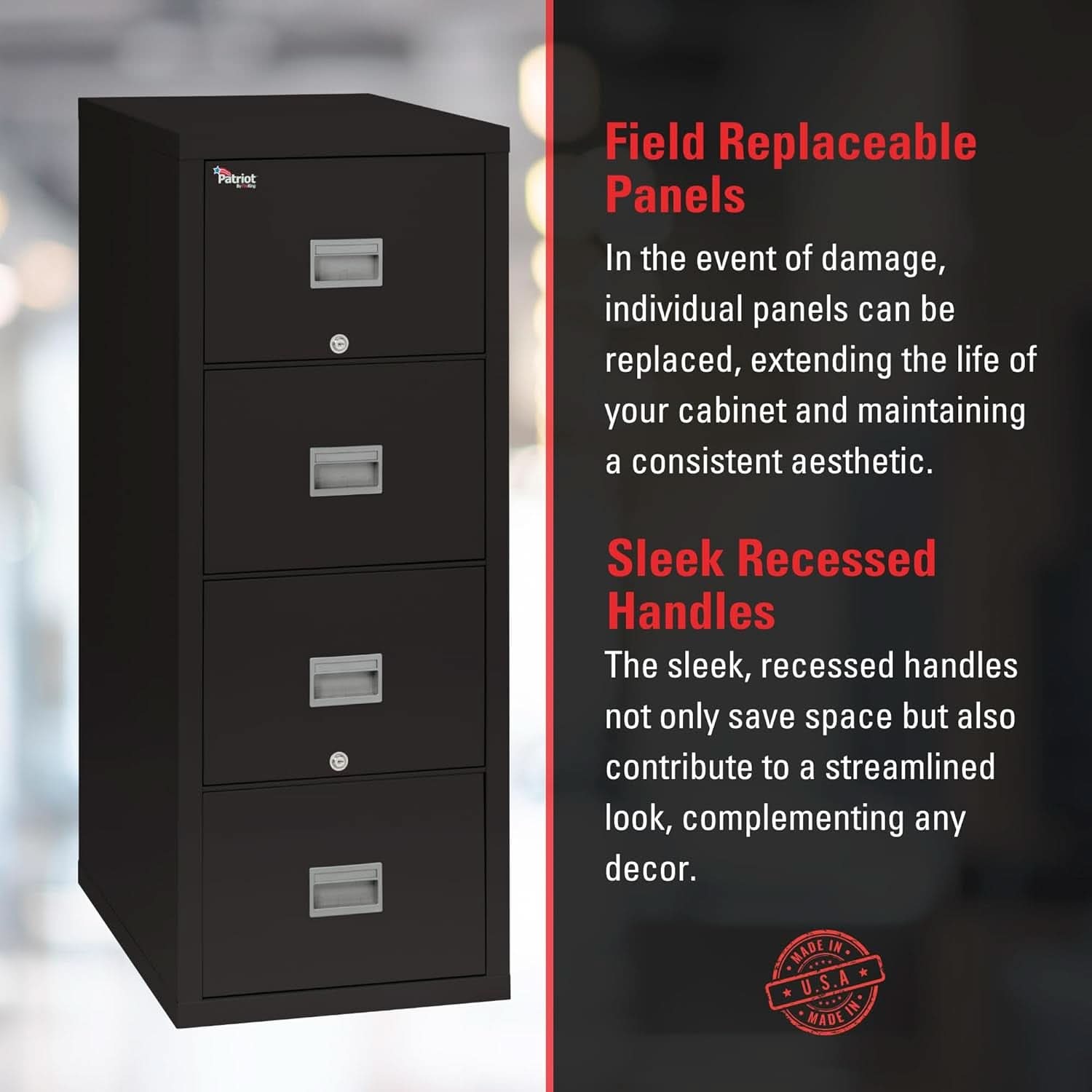 Patriot Vertical 4 Drawer Fire Rated File Cabinet USA Made