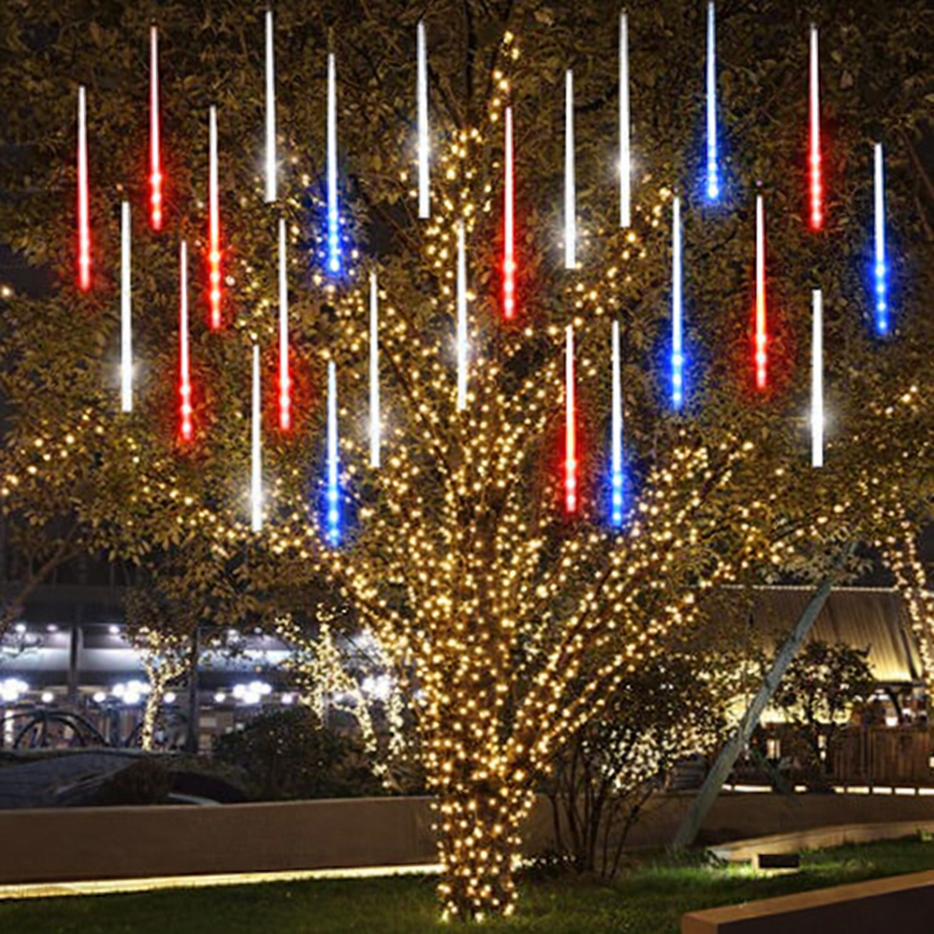 Patriotic Meteor Lighting - 240 LED 10 Piece Set