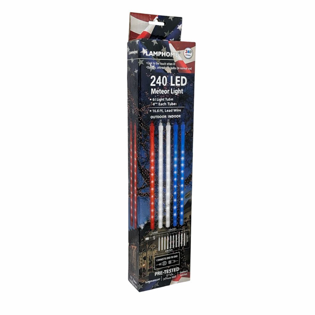 Patriotic Meteor Lighting - 240 LED 10 Piece Set