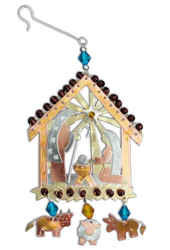 Peaceful Manger - Metal Ornament