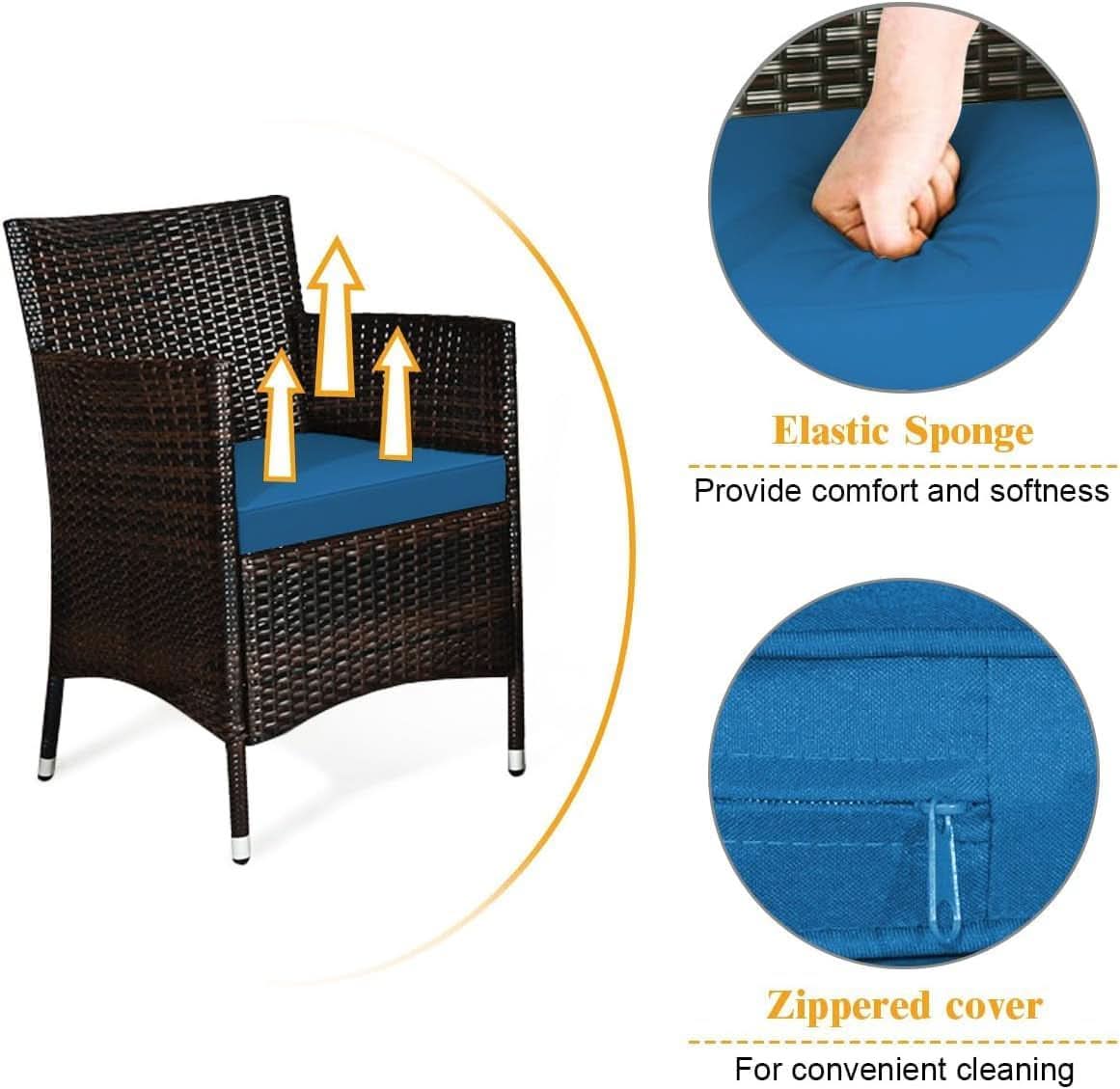 Peacock Blue 4 Piece Rattan Patio Furniture Set With Sectional Sofa