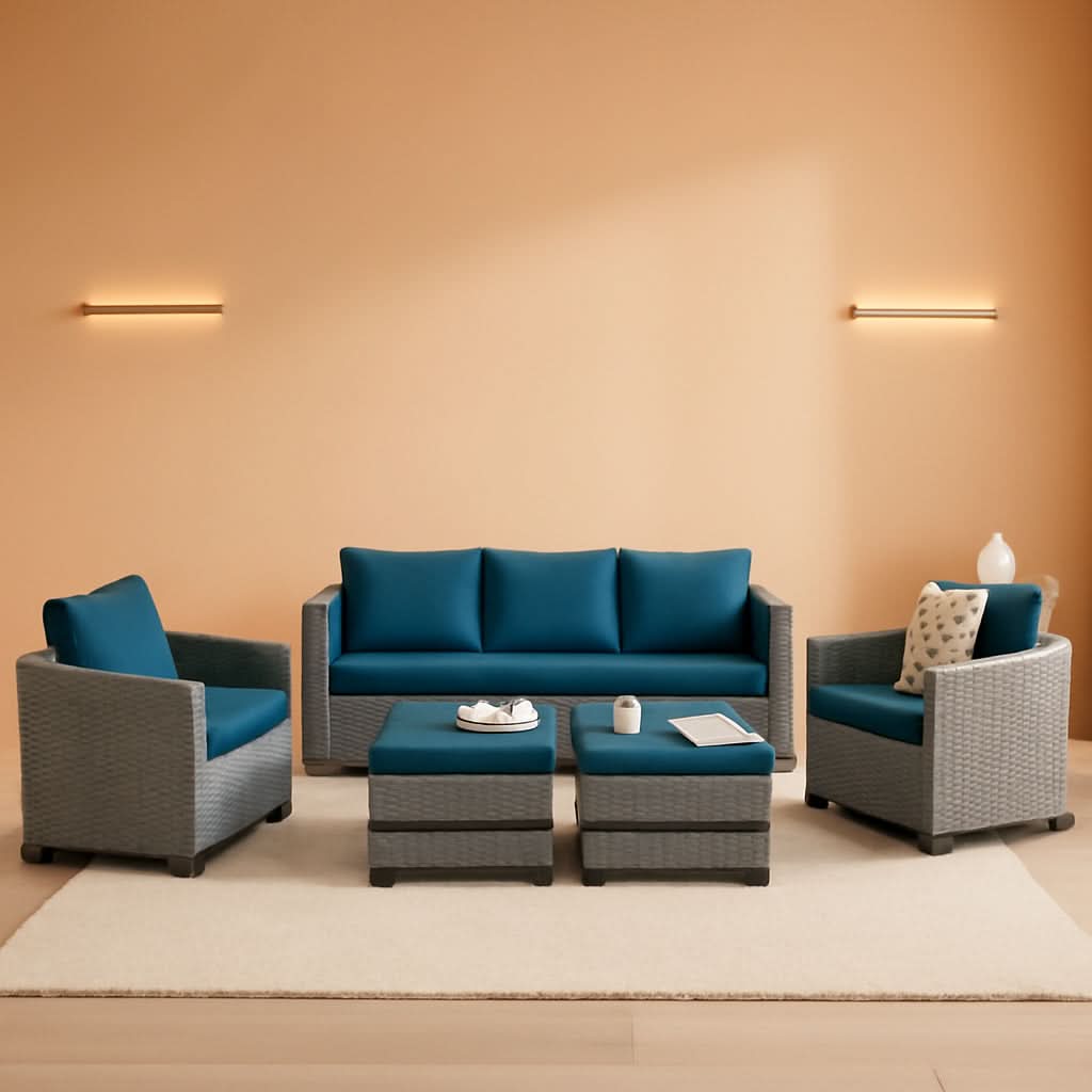 Peacock Blue 5Piece Patio Set For Outdoor Living Area