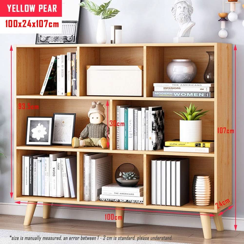 Pear Yellow 3 Tier Wooden Open Shelf Bookcase With Legs
