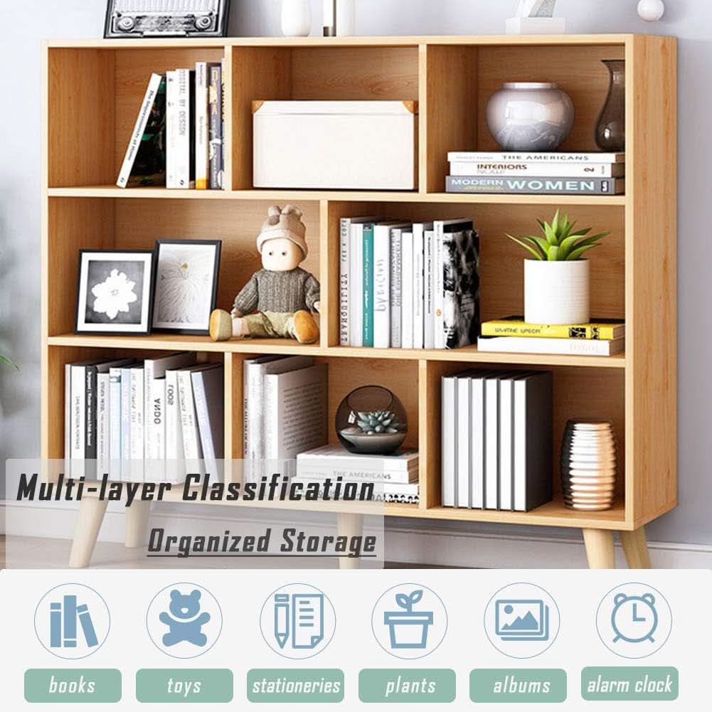 Pear Yellow 3 Tier Wooden Open Shelf Bookcase With Legs