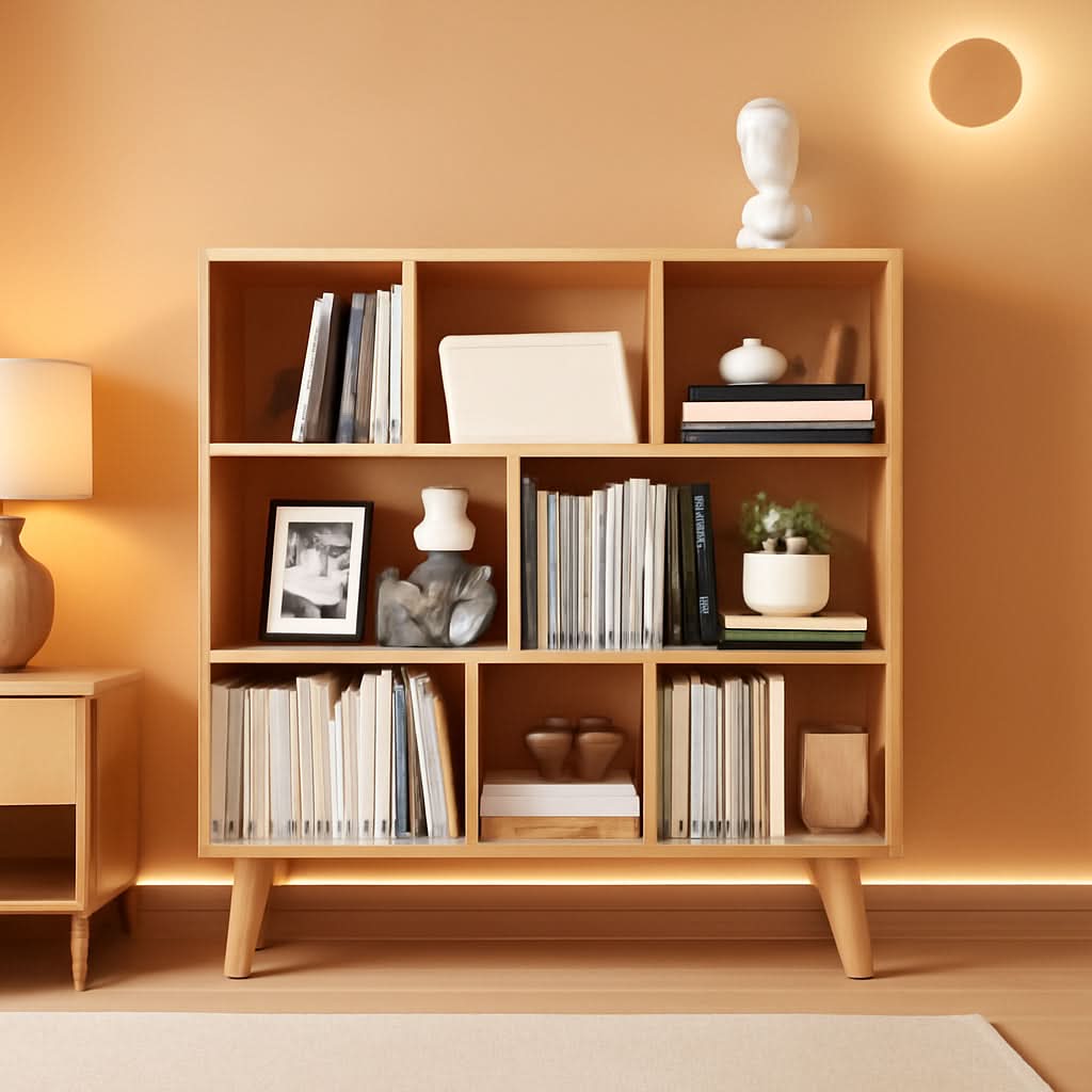 Pear Yellow 3 Tier Wooden Open Shelf Bookcase With Legs
